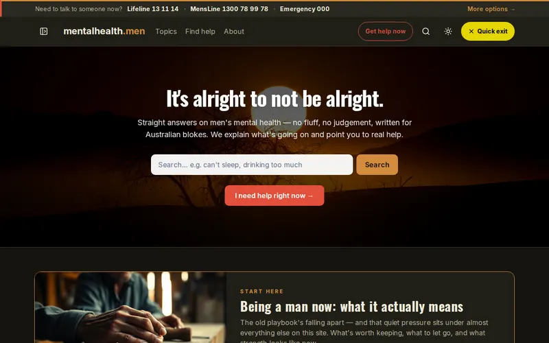 Men's Mental Health AU — it's alright to not be alright