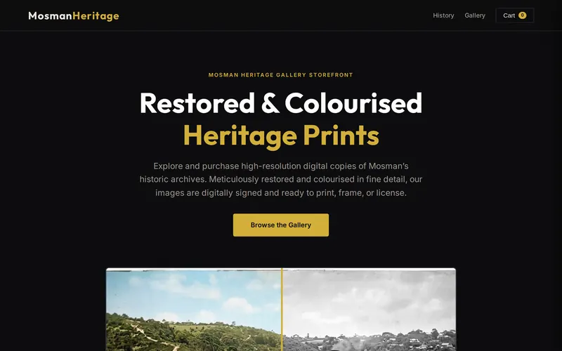 Mosman Heritage Gallery — restored and colourised historic photographs of Mosman, NSW