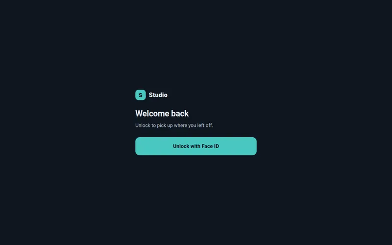 Studio — installable newsletter PWA lock screen with Face ID unlock